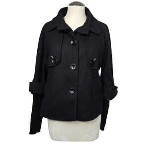 Calvin Klein Wool Blend Cropped Black Coat 4